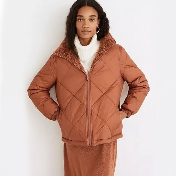 Madewell Reversible Sherpa Puffer Jacket - Picture 2 of 14